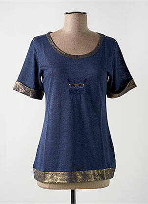 T-shirt stretch manches courtes bleu LE BOUDOIR D'EDOUARD femme
