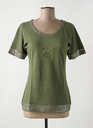 T-shirt stretch manches courtes vert LE BOUDOIR D'EDOUARD femme