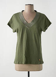 T-shirt col v manches courtes vert LE BOUDOIR D'EDOUARD femme