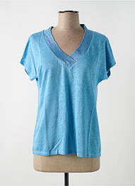 T-shirt col v manches courtes bleu LE BOUDOIR D'EDOUARD femme