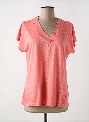 T-shirt col v manches courtes rose LE BOUDOIR D'EDOUARD femme