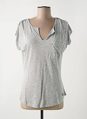 T-shirt col v manches courtes gris LE BOUDOIR D'EDOUARD femme