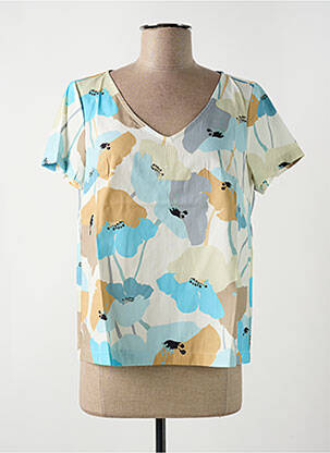 Blouse imprimé fleurs manches courtes bleu LE BOUDOIR D'EDOUARD femme
