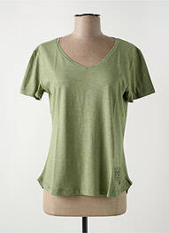 T-shirt col v manches courtes vert LE BOUDOIR D'EDOUARD femme