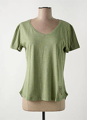 T-shirt col v manches courtes vert LE BOUDOIR D'EDOUARD femme