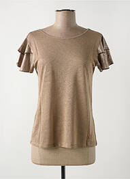 T-shirt stretch manches courtes marron LE BOUDOIR D'EDOUARD femme