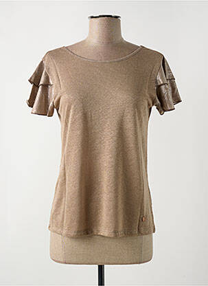 T-shirt stretch manches courtes marron LE BOUDOIR D'EDOUARD femme