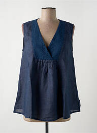 Blouse col v sans manche bleu LE BOUDOIR D'EDOUARD femme