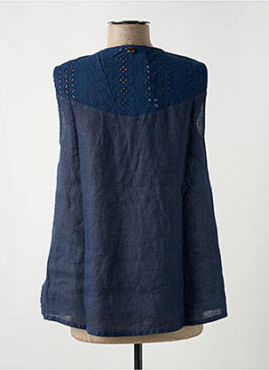Blouse col v sans manche bleu LE BOUDOIR D'EDOUARD femme