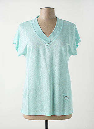 T-shirt col v manches courtes bleu LE BOUDOIR D'EDOUARD femme