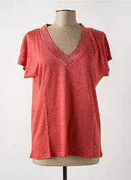 T-shirt col v manches courtes rouge LE BOUDOIR D'EDOUARD femme