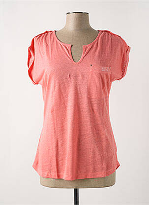 T-shirt col v manches courtes rose LE BOUDOIR D'EDOUARD femme