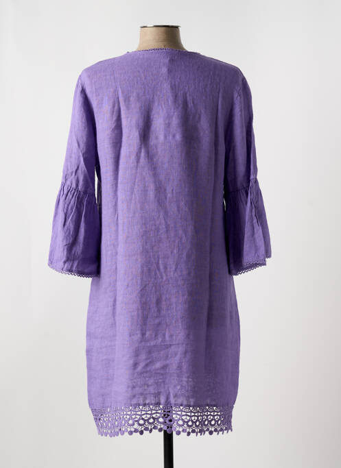 Robe mi-longue manches 3/4 manches 3/4 violet LE BOUDOIR D'EDOUARD femme