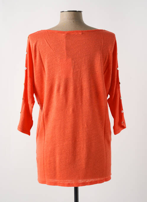 T-shirt col v manches 3/4 orange LE BOUDOIR D'EDOUARD femme