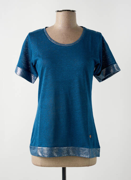 T-shirt stretch manches courtes bleu LE BOUDOIR D'EDOUARD femme