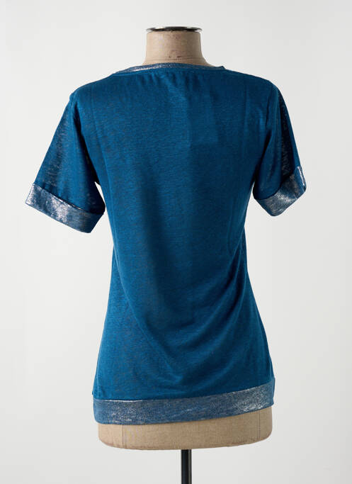 T-shirt stretch manches courtes bleu LE BOUDOIR D'EDOUARD femme