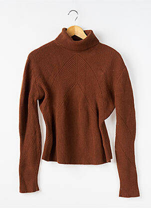 Pull col roulé marron IDANO pour femme