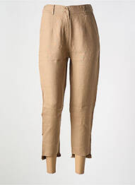 Pantalon 7/8 fermeture zippée sous rabat boutonné taille normale beige LE BOUDOIR D'EDOUARD femme