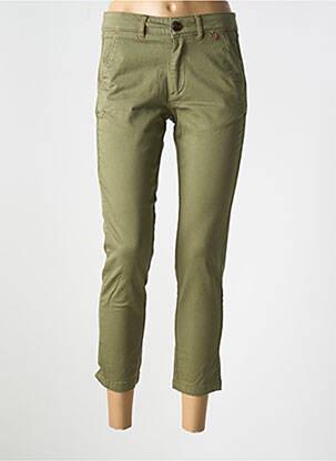 Pantalon 7/8 tissage popeline taille normale vert LE BOUDOIR D'EDOUARD femme