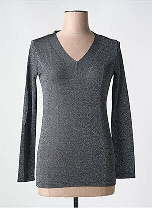 Top coupe cintrée manches longues argent LE BOUDOIR D'EDOUARD femme