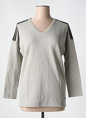 Sweat-shirt sans capuche manches 3/4 gris LE BOUDOIR D'EDOUARD femme