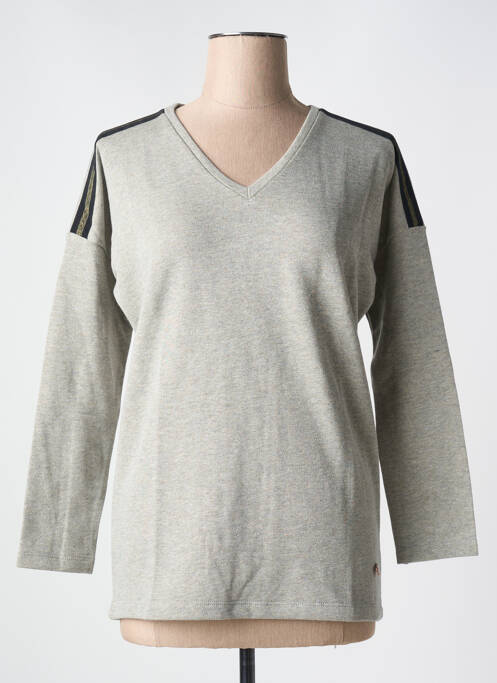 Sweat-shirt sans capuche manches 3/4 gris LE BOUDOIR D'EDOUARD femme