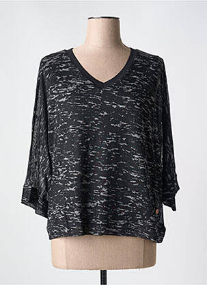 Top imprimé fantaisie manches 3/4 noir LE BOUDOIR D'EDOUARD femme