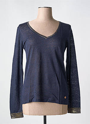 Top coupe cintrée manches longues bleu LE BOUDOIR D'EDOUARD femme