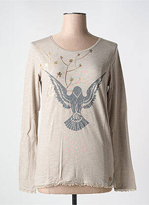 T-shirt coupe droite manches longues beige LE BOUDOIR D'EDOUARD femme
