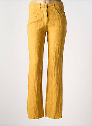 Pantalon droit fermeture zippée sous rabat boutonné taille normale jaune LE BOUDOIR D'EDOUARD femme