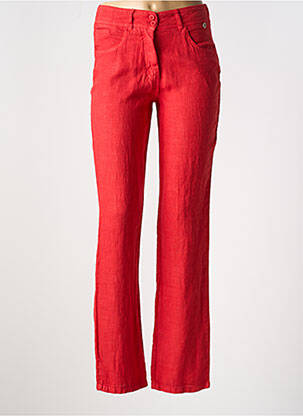 Pantalon droit fermeture zippée sous rabat boutonné taille normale rouge LE BOUDOIR D'EDOUARD femme