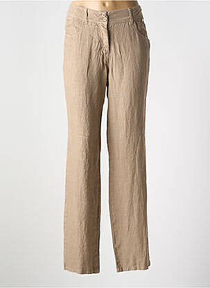 Pantalon droit tissage crêpe taille normale marron LE BOUDOIR D'EDOUARD femme