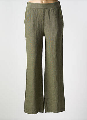 Pantalon droit taille haute taille haute vert LE BOUDOIR D'EDOUARD femme