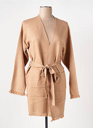 Gilet manches longues stretch beige EMILIE.K femme
