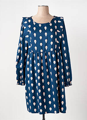 Robe mi-longue imprimé fantaisie manches longues bleu COMPAÑIA FANTASTICA femme