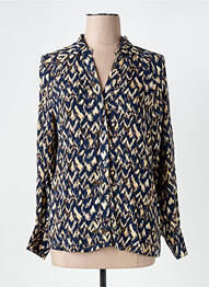 Chemisier tissage crêpe manches longues bleu CALIE femme