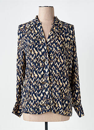 Chemisier tissage crêpe manches longues bleu CALIE femme