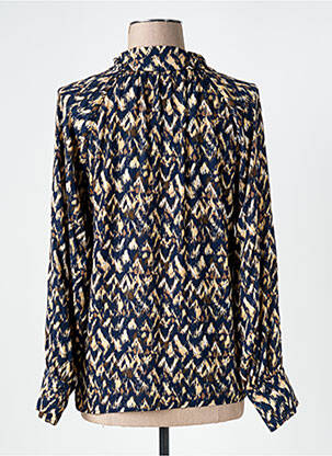 Chemisier tissage crêpe manches longues bleu CALIE femme