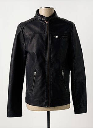 Veste simili cuir noir TIBET pour homme