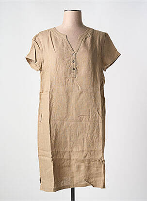 Robe mi-longue manches courtes manches courtes beige LE BOUDOIR D'EDOUARD femme