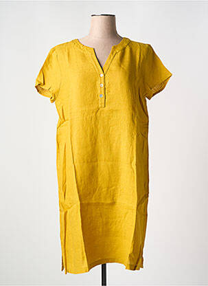 Robe mi-longue manches courtes manches courtes jaune LE BOUDOIR D'EDOUARD femme