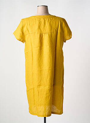 Robe mi-longue manches courtes manches courtes jaune LE BOUDOIR D'EDOUARD femme