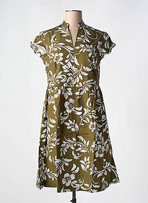 Robe mi-longue coupe évasée manches courtes vert LE BOUDOIR D'EDOUARD femme