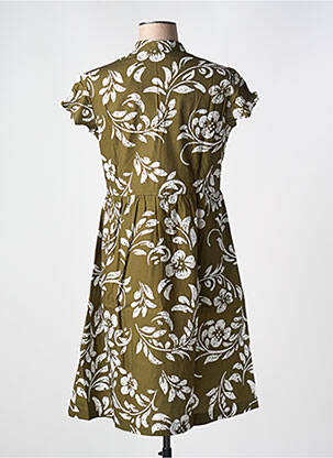 Robe mi-longue imprimé fantaisie manches courtes vert LE BOUDOIR D'EDOUARD femme