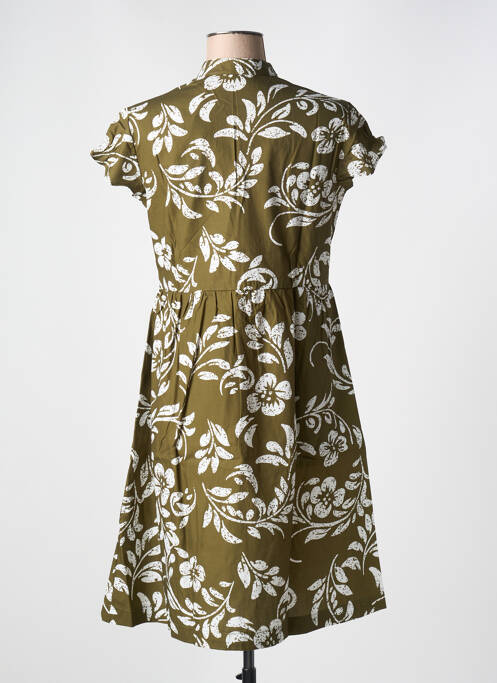Robe mi-longue imprimé fantaisie manches courtes vert LE BOUDOIR D'EDOUARD femme