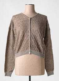 Gilet manches longues maille ajourée marron LE BOUDOIR D'EDOUARD femme