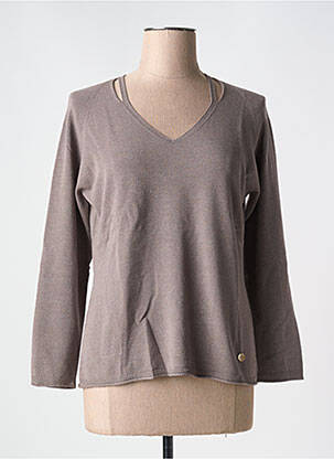 Pull coupe cintrée manches longues marron LE BOUDOIR D'EDOUARD femme