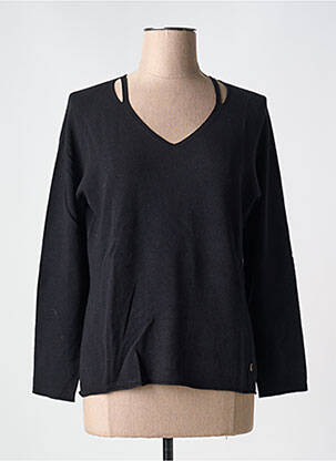 Pull coupe cintrée manches longues noir LE BOUDOIR D'EDOUARD femme