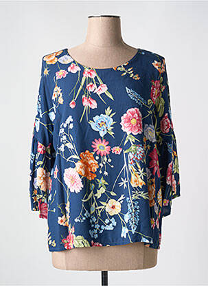 Blouse imprimé fantaisie manches 3/4 bleu LE BOUDOIR D'EDOUARD femme