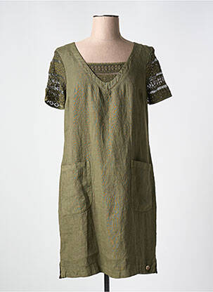 Robe courte fermeture zippée au dos manches courtes vert LE BOUDOIR D'EDOUARD femme